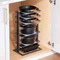 LAMU Pots and Pans Organizer for under Cabinet, 6-Tier Heavy Duty Pan Pot Organizers inside Cabinet Adjustable 14 to 24.57", Pot Rack Kitchen Cabinet Organization and Storage Holds up to 12" Cookware