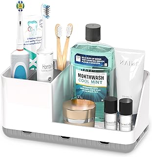 Toothbrush Holders for Bathroom Counter - Detachable Bathroom Organizer and Storage Electric Toothbrush and Toothpaste Holder, Bathroom Decor Accessories for Countertop, Shower, Sink
