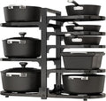 Adjustable Heavy Duty Pots and Pans Organizer Under Cabinet, 8-Tier Pot and Pan Organizers Inside Cabinet, Kitchen Cabinet Organizers and Storage, Black