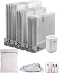 BAGSMART Vacuum Bags for Travel with Rechargeable Air Pump, Portable Space Saver Bags for Travel & Home, Vacuum Compression Seal Bag for Clothing, Blanket, 12 Pack-Gray