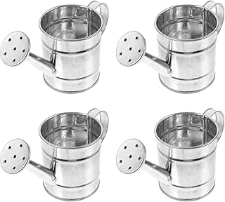 4-Pack Mini Galvanized Metal Watering Cans for Kids Crafts DIY Indoor Plants | Tiny Small Watering Pots for Home Decor Garden Flowers and Plants