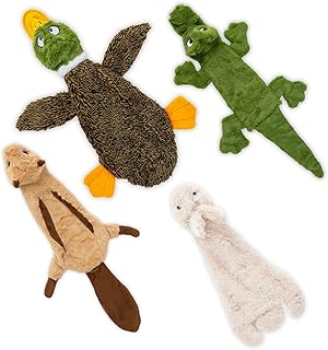 Best Pet Supplies Squeaky Dog Toys with Soft Durable Fabric for Small, Medium and Large Pets Interactive Toy for Indoor Play, Supports Active Biting and Play - 4 Figures, Small