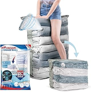 TAILI 6 Pack Vacuum Storage Bags, Jumbo Cube (31x40x15 Inch), Extra Large Vacuum Seal Bags for Clothing, Comforters, Blankets, Pillow, Bedding, Closet Organization Space Saving, Cream
