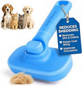 Hertzko Self Cleaning Slicker Brush for Cats & Dogs – Grooming Tool for Shedding Long & Short Hair – Retractable Bristles Pet Brush – Easy-Clean Cat & Dog Deshedding – Painless Detangling - Blue