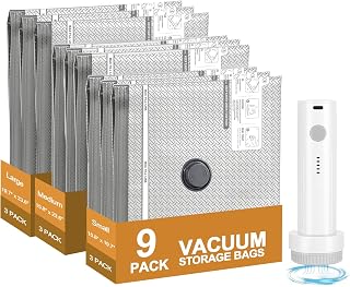 Travel Vacuum Bags with Electric Pump, Cordless Space Saver Storage Seal, Luggage Compression Packing Cubes for Clothing (9 Combo Set)