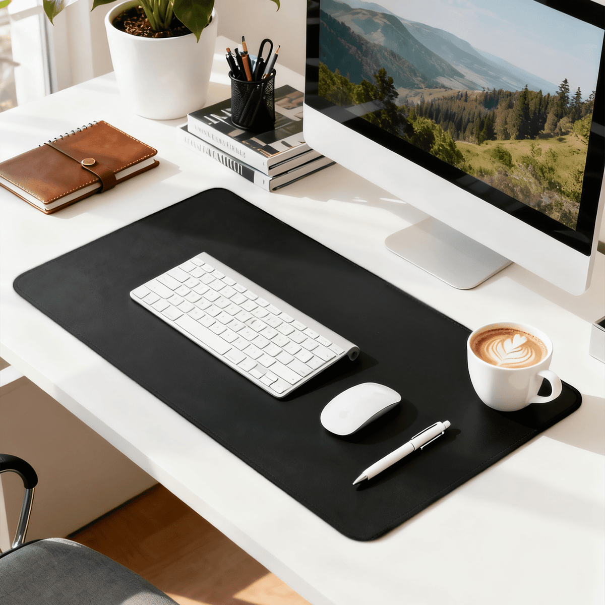 Protector, 32x16" PU Mouse , Large Waterproof Office Mat, Non-Slip Blotter with Strap, Writing for Office and Home (B... - Image 3