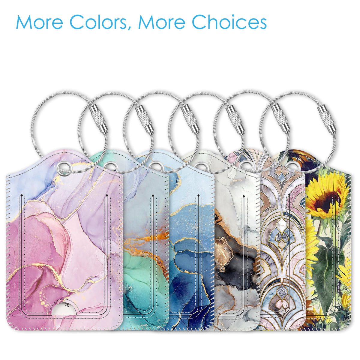 Privacy Cover ID Label with Stainless Steel Loop and Address Card for Travel Cruise Bag Suitcase, Glittering Marble - Image 4
