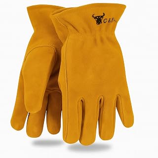 G & F Products 5013M JustForKids Kids Genuine Leather Work Gloves, Kids Garden Gloves, 4-6 Years Old, Yellow