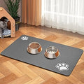 Pet Feeding Mat-Absorbent Dog Mat for Food and Water Bowl-Accessories Pet Supplies- Bowl for Messy Drinkers-No Stains Quick Dry Dog Water Dispenser Mat (12"x19", Dark Grey)