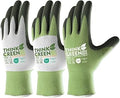 COOLJOB 3 Pairs Gardening Gloves for Women Men, 100% Recycled Polyester with Rubber Coated for Garden Patio Yard Lawn Work, Green, White & Grey, Large Size