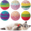 Retro Shaw Cat Toys Balls, Yarn Cat Ball with Bell Inside, Interactive Kitten Toys for Indoor Bored Cats, Handmade Crochet Kitty Ball 6 Pack