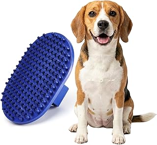 Rubber Grooming Brush for Dogs & Cats - Gentle Deshedding Bath Brush for Short & Medium Hair - Soft Bristles, Anti-Slip Grip, Easy to Clean