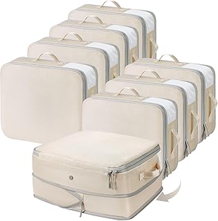DIMJ Clothes Storage Bag 8 Pack, 19L Compression Storage Bags for Sweater, Closet, Sheet Storage Organizer with Window Handle, Compression Packing Cubes Space Saver Storage Bags with Zipper