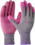 Gardening Gloves for Women 3 Pairs, Garden Gloves for Pruning Flower Rose, Weeding, Digging, Raking, Flower gloves with Rubber coating (Small, Pink)