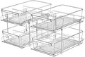 2 Set, 2 Tier Clear Organizer with Dividers for Cabinet, Shlef, Counter - MultiUse Slide-Out Storage Container - Kitchen, Pantry, Medicine Cupboard Bins, Bathroom, Vanity Makeup, Under Sink Organizing