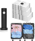 Vacuum Seal Bags for Clothing Travel and Home Storage, Travel Vacuum Bags with Electric Pump, Space Saver Compression Packing Cubes for Luggage Suitcase Bedding Blankets Clothes, 12 Combo