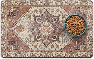 Dog Food Mats for Floors, Absorbent and Quick-Drying Pet Cat Food Mat,Anti-Fouling and Easy-to-Clean Pet Feeding Mat,Dog Bowl Mat for Messy Drinking Water Bowls.12 x20, Bohemia Style
