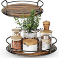 LAMU 2 Pack 9'' 10'' Lazy Susan Turntable Organizer for Table Top Cabinet, Wooden Lazy Susan for Kitchen, Pantry, Countertop, Bathroom Vanity, Spice Organization, Wood Decor