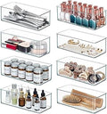 Qilinba 8 PACK Drawer Organizers Deep Drawer Organizer Bins Silverware Organizer Clear Stackable Storage Bins for Bathroom, Pantry, Office, Vanity, Desk Organization and Storage