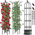 Obelisk Trellis for Climbing Plants Outdoor, 6.2 FT Plant Support for Tomato, Rose, Flowers, Grape, Pea, Cucumber, Rustproof Plastic Coated Metal Plant Tower for Potted Plants - 1PC Garden Trellis