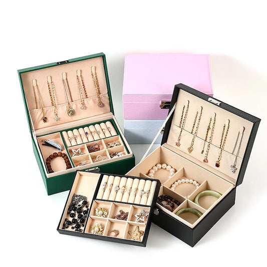 with Removable Design, Exquisite Case for Travel , PU Leather Organizer, Lockable Earrings Ring Necklace Storage, Bir...