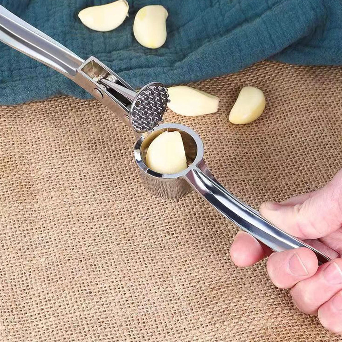 5-in-1 Stainless Steel Garlic Press, Heavy Duty Mincer and Crusher with Nut/Cherry Pitter, Ergonomic Rocking tool for... - Image 4