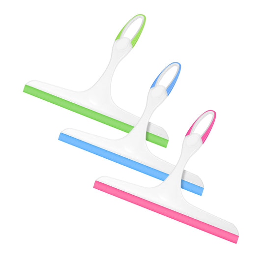 3 Pcs Multi-Purpose Squeegees for Shower, 10 inch Silicone Streak-Free Handheld Cleaner Squeegee with Hanging Hole, S...