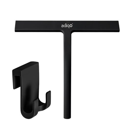 9" Silicone Shower Squeegee for Bathroom, Shower Doors, Mirrors - 100% Streak Free, Matte Black