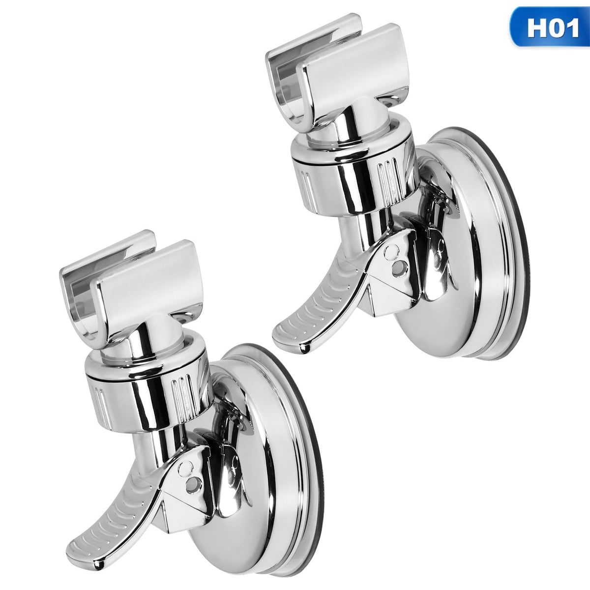 2 Pcs Adjustable Shower Head Holder, Removable Suction Cup Shower Head Bracket, No Drill Shower Head Bracket with Chr... - Image 2