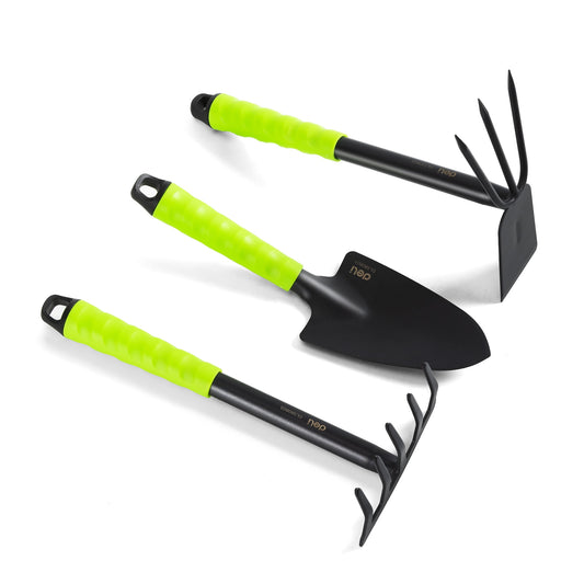 Set 3 Piece Heavy Duty Gardening Hand Kit with Hand Trowel,Hoe and Rake, Delicate Gift for Planting and Maintaining G...
