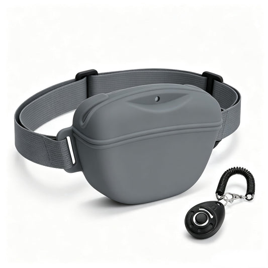 Silicone Dog Treat Pouch with Training Clicker, Magnetic Sealing Anti-Spill Pet Treat Waist Bag for Dog Walking Training