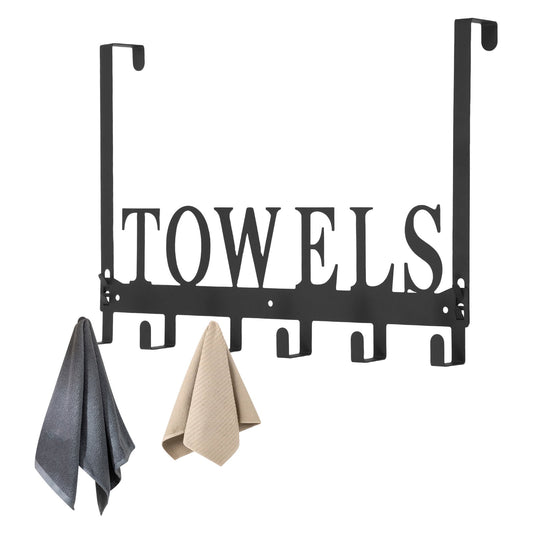 The Door Hooks - Heavy Duty Towel Rack with 6 Hooks for Bedroom, Bathroom, Kitchen - Holds Towels, Bags, Coats, Hats ...