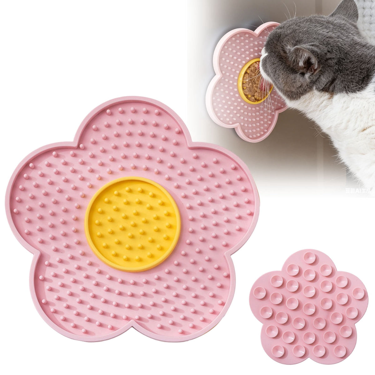Mat Mat For Cats Flower Shaped Slow Feeder Mat For Dogs Small Medium Large Pet Puppy Bowl - Image 2