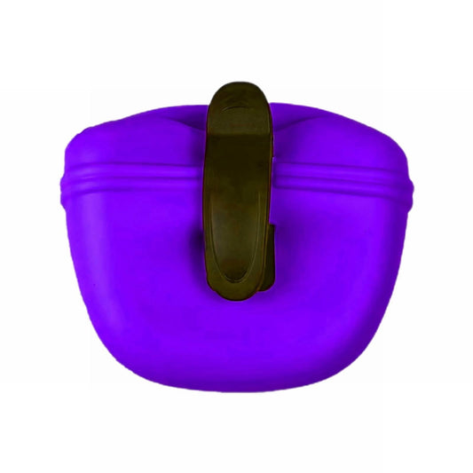 Portable Silicone Dog Treat Pouch with Waist Clip, Clip-On Training Container with Buckle Closure for Outdoor Dog Wal...
