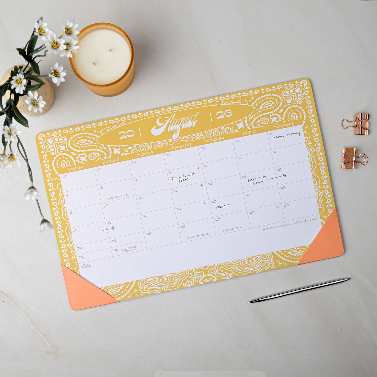 15 Month Desk Blot 17" x 11" Bandanna Calendar July 2026 - Sept 2027 - Image 2