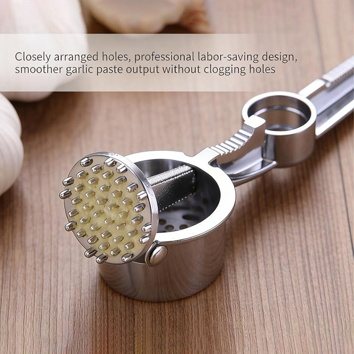 5-in-1 Stainless Steel Garlic Press, Heavy Duty Mincer and Crusher with Nut/Cherry Pitter, Ergonomic Rocking tool for... - Image 6