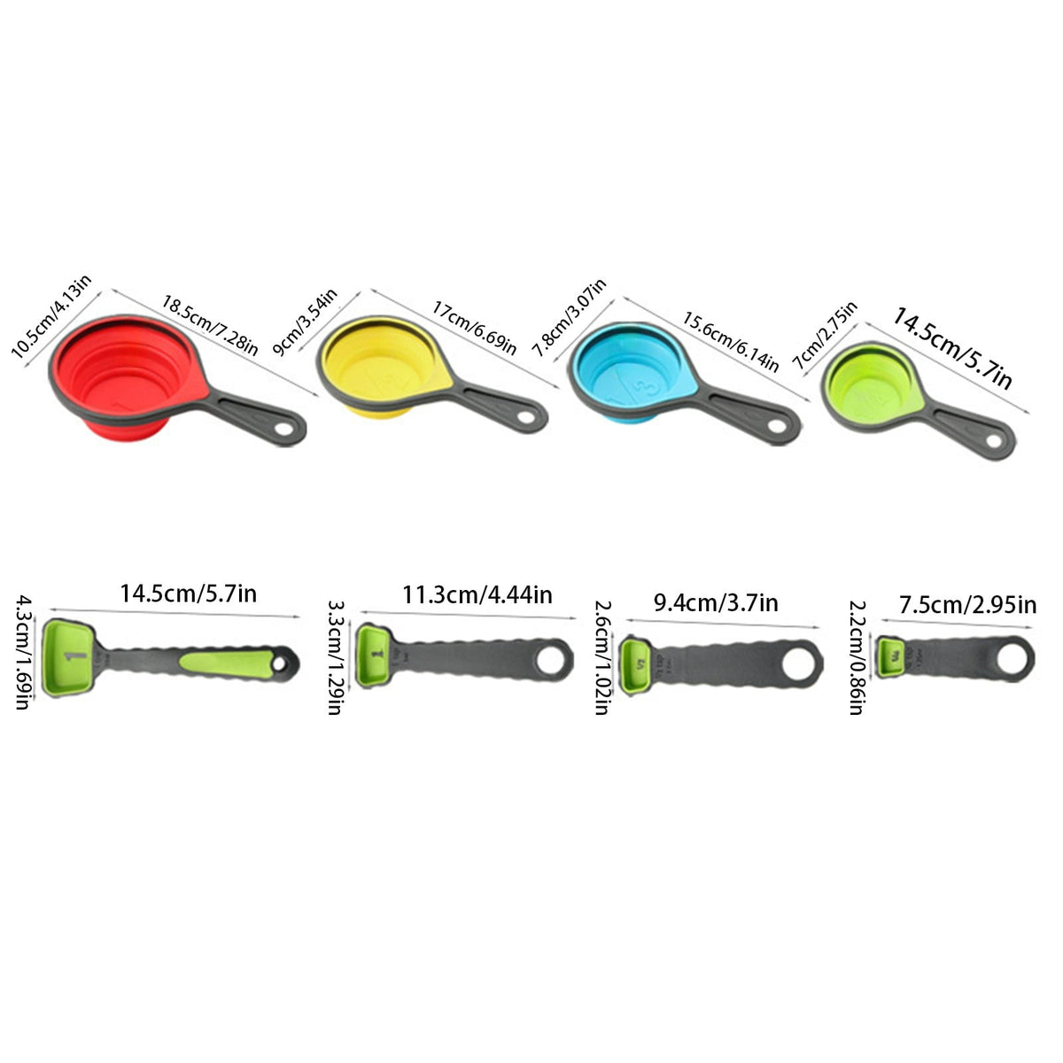 Foldable Measuring Cups and Spoons set, Collapsible Measuring Cups,Food Grade Silicone, 8 piece Measuring Tool Engrav... - Image 5