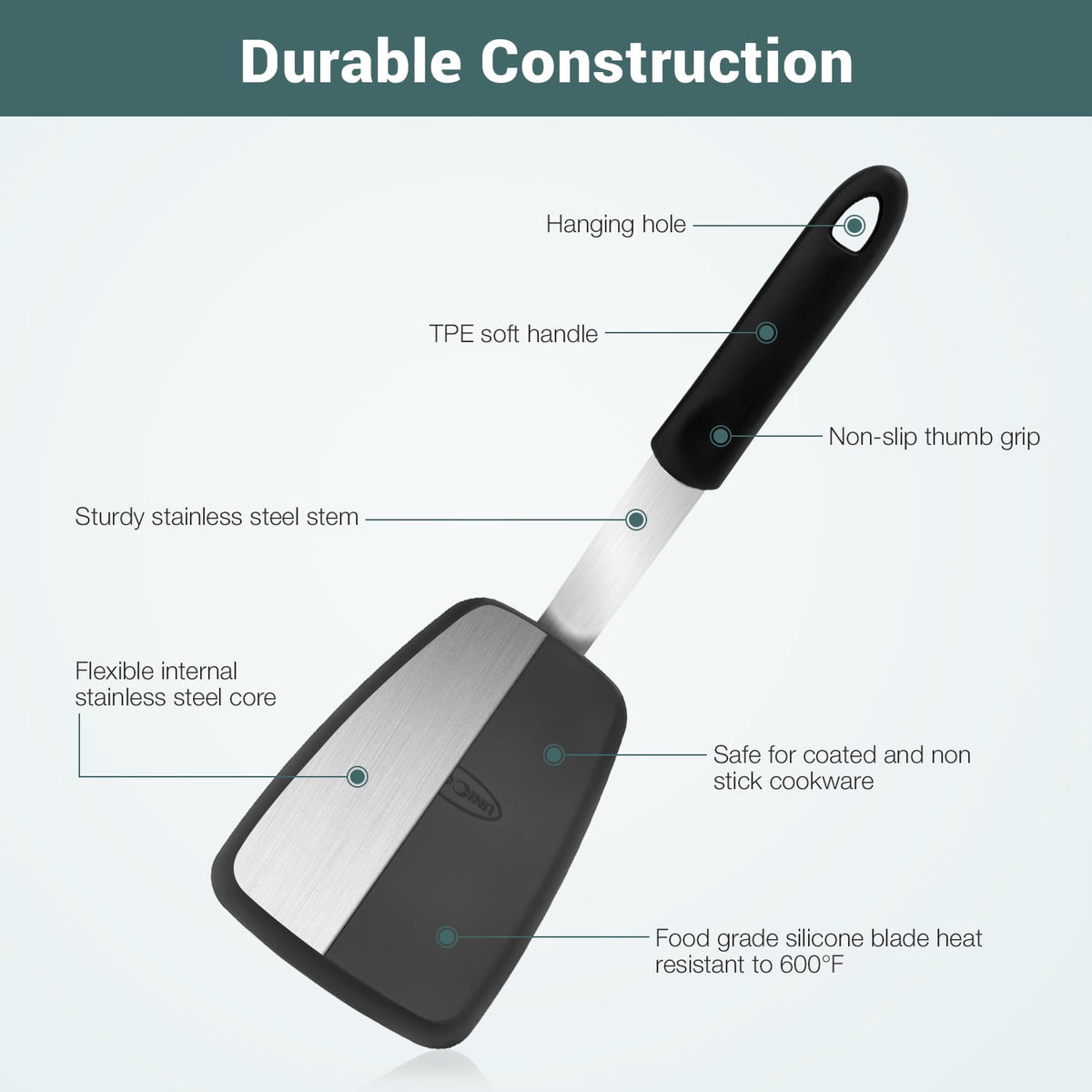 Silicone Spatula, Pancake Turner Set of 2, 600℉ Heat Resistant Spatula Turners for Nonstick Cookware, Kitchen Cooking... - Image 4
