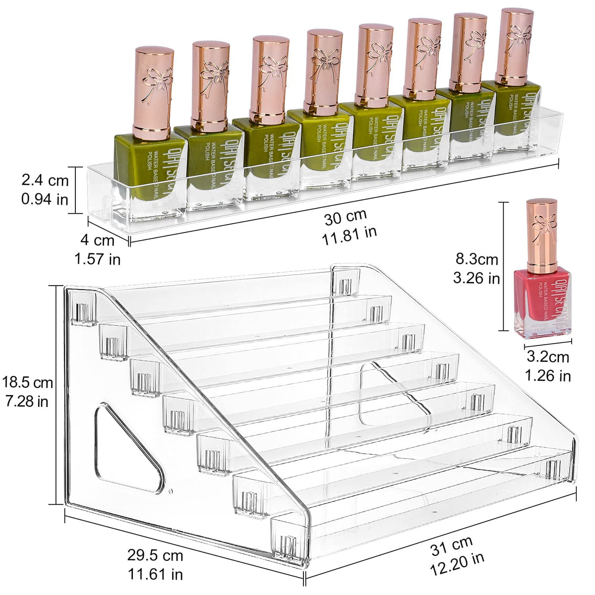 7-Tier Clear Acrylic Organizer for Nail Polish, Essential Oils & Small Bottles - Image 2