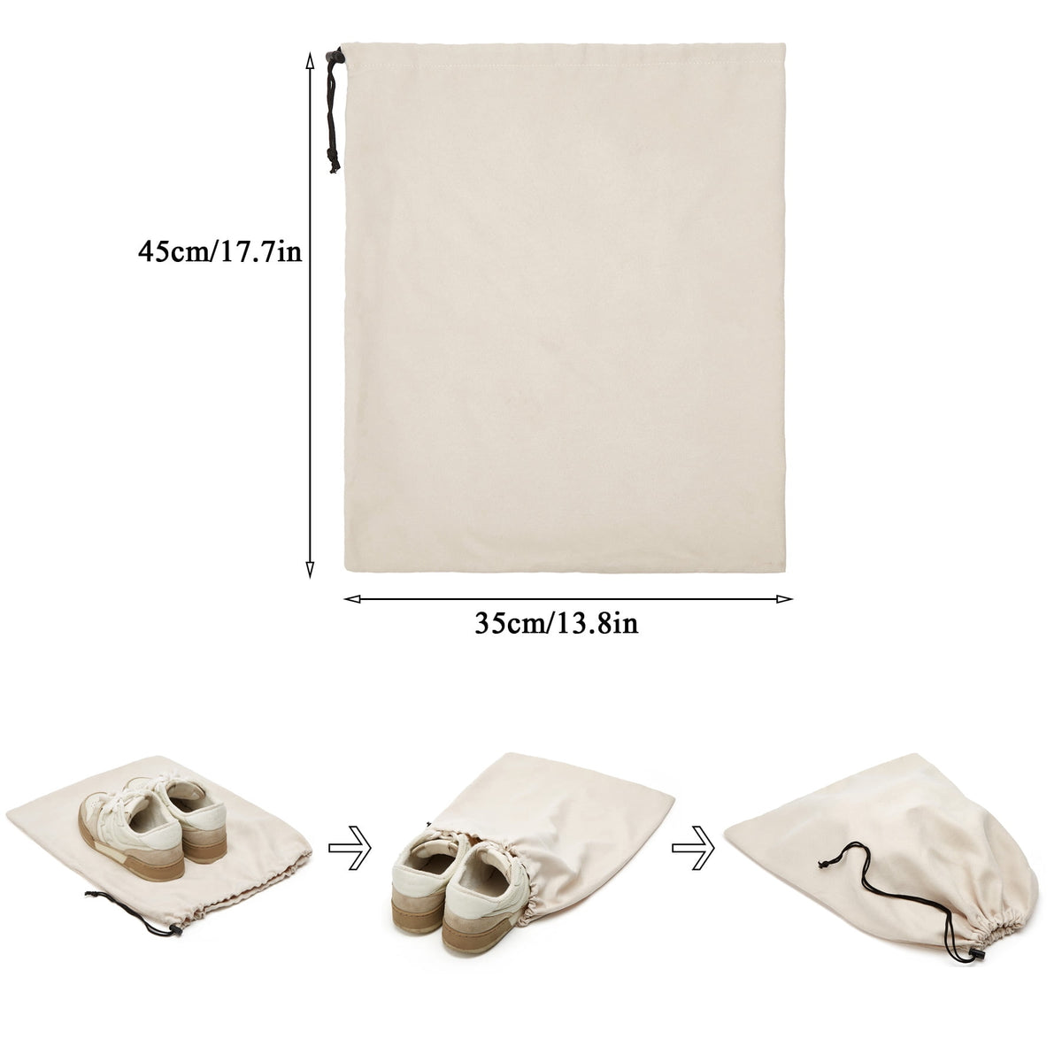 4 Pcs Shoe Bags for Travel, 17.7" x 13.8" Dustproof Shoe Bags with Drawstring Closure,Washable & Reusable(Beige) - Image 5