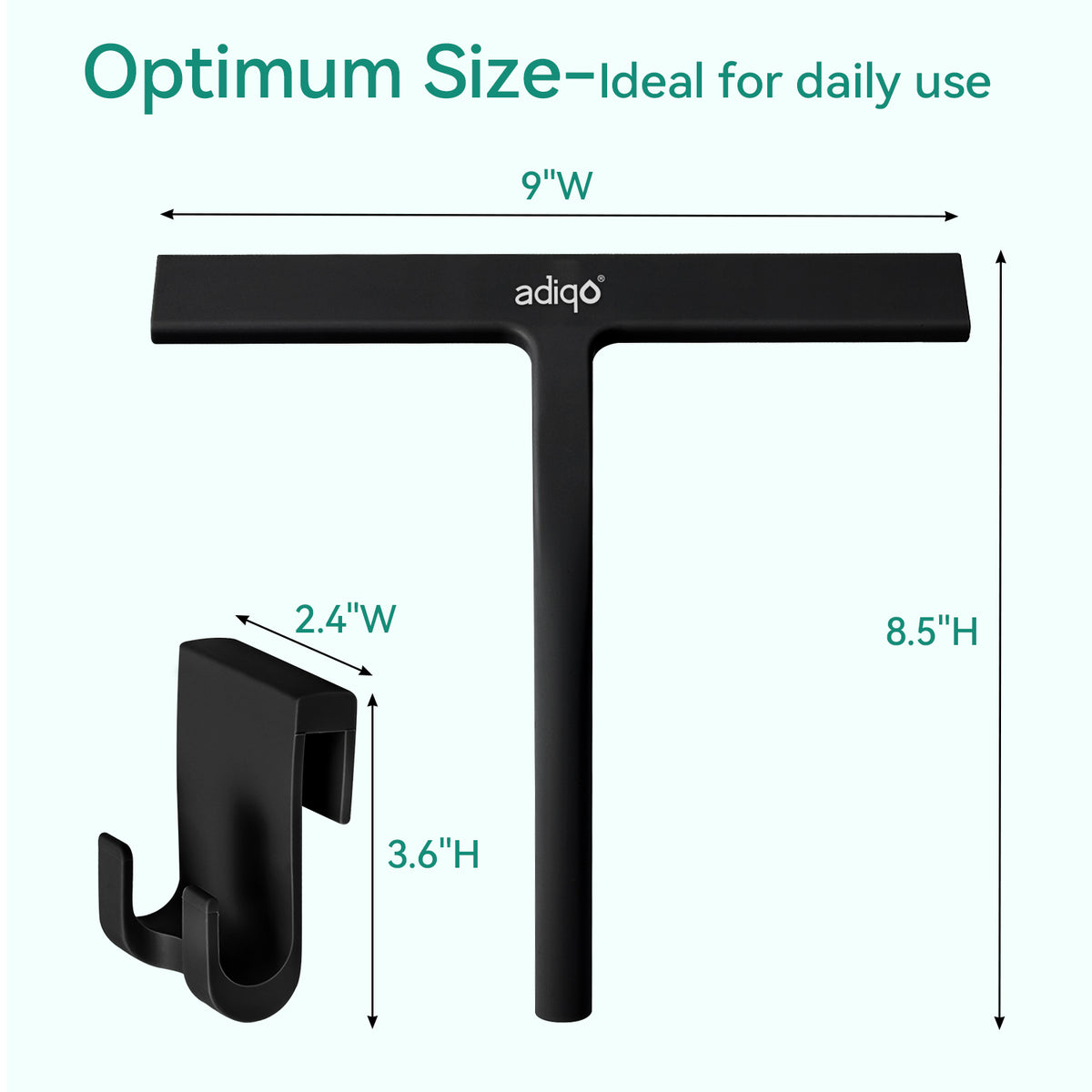 9" Silicone Shower Squeegee for Bathroom, Shower Doors, Mirrors - 100% Streak Free, Matte Black - Image 6