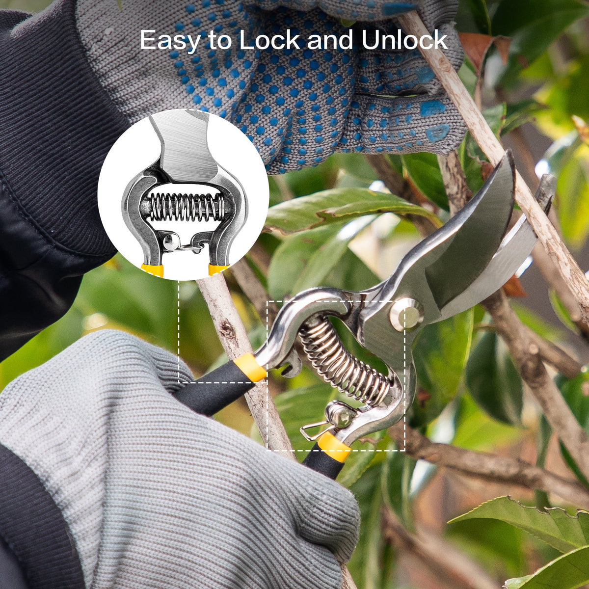 Shears, 8" Bypass Gardening Pruner, Scissors, Clippers, Black - Image 6