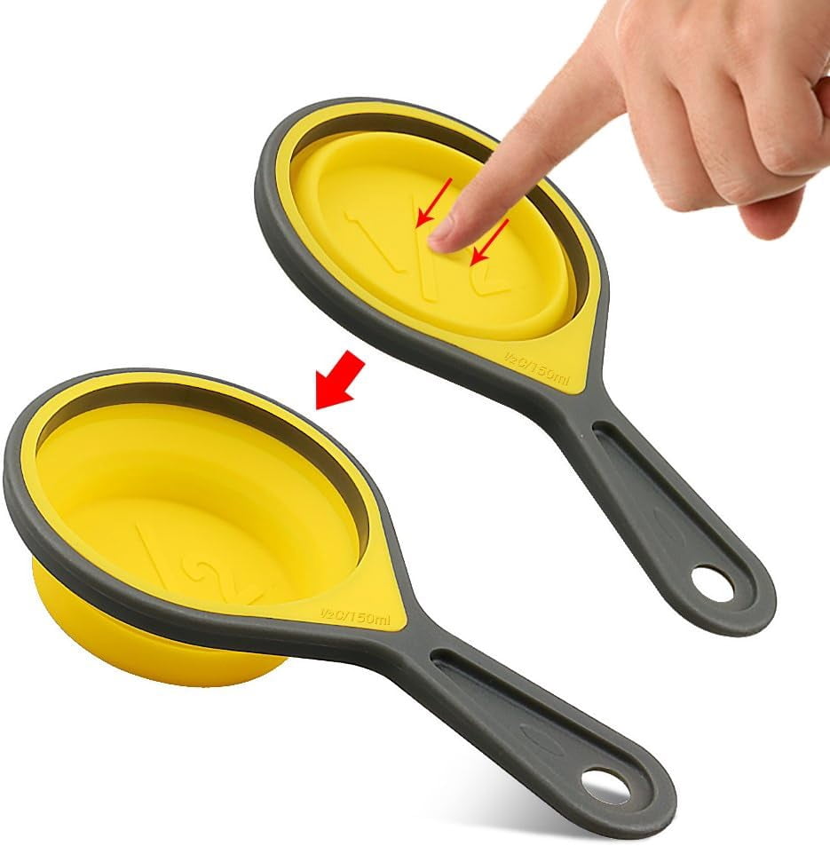Foldable Measuring Cups and Spoons set, Collapsible Measuring Cups,Food Grade Silicone, 8 piece Measuring Tool Engrav... - Image 4