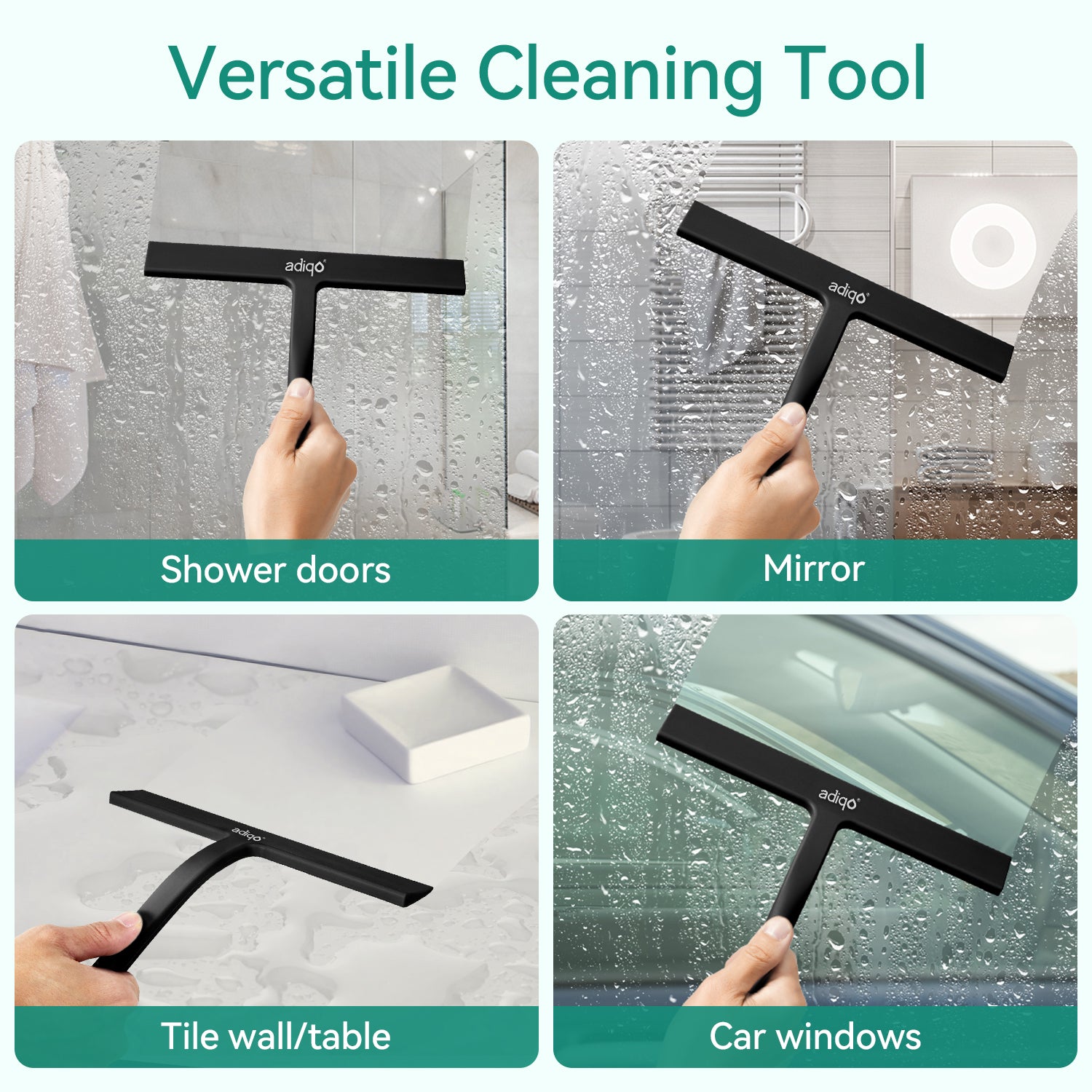 Silicone Shower Squeegee, 9 in, Matte Black
