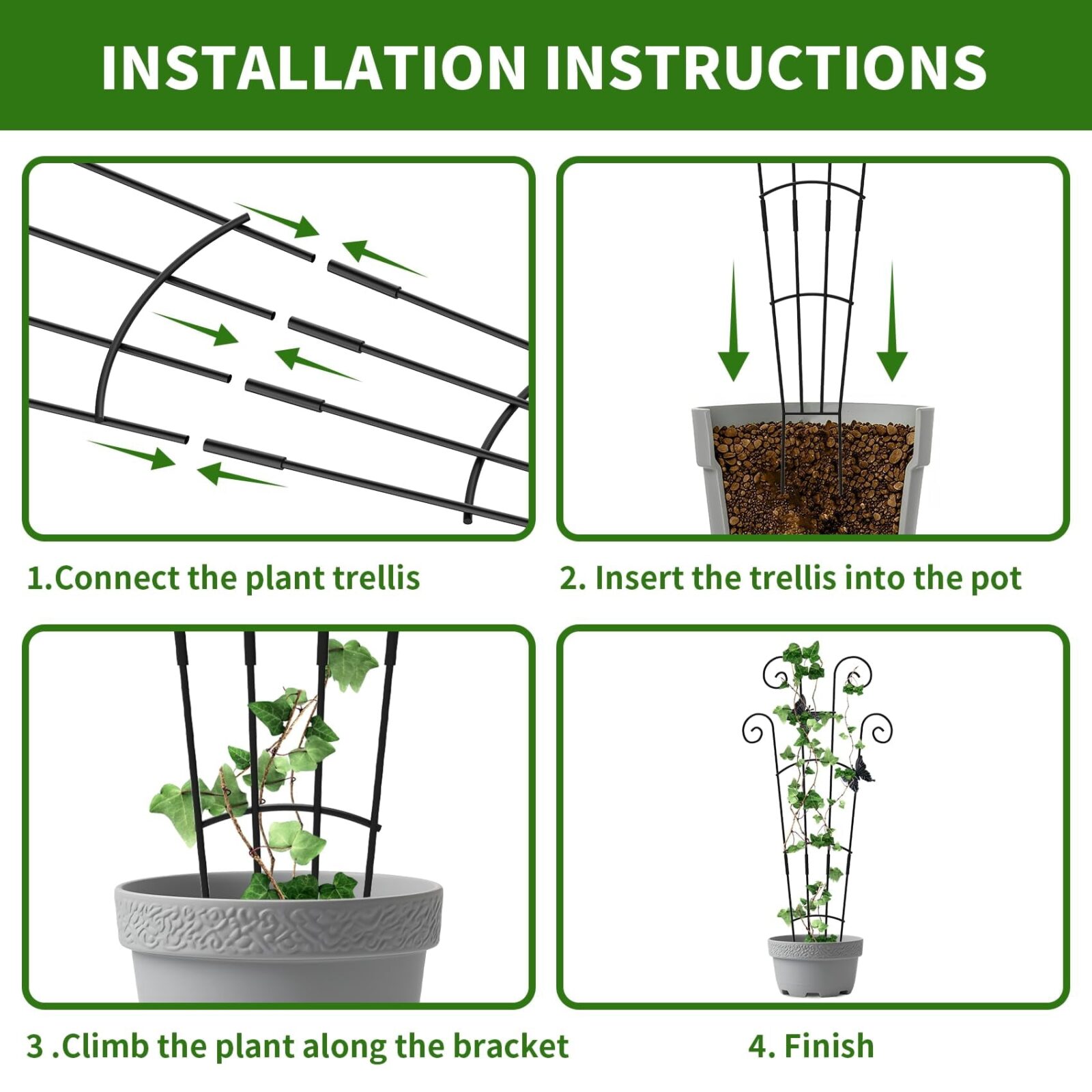Expandable Metal Plant Trellis, 30 in, 2 Pack