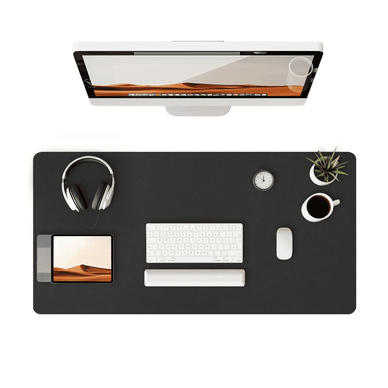 Leather Desk Pad with Strap, 32 x 16 in
