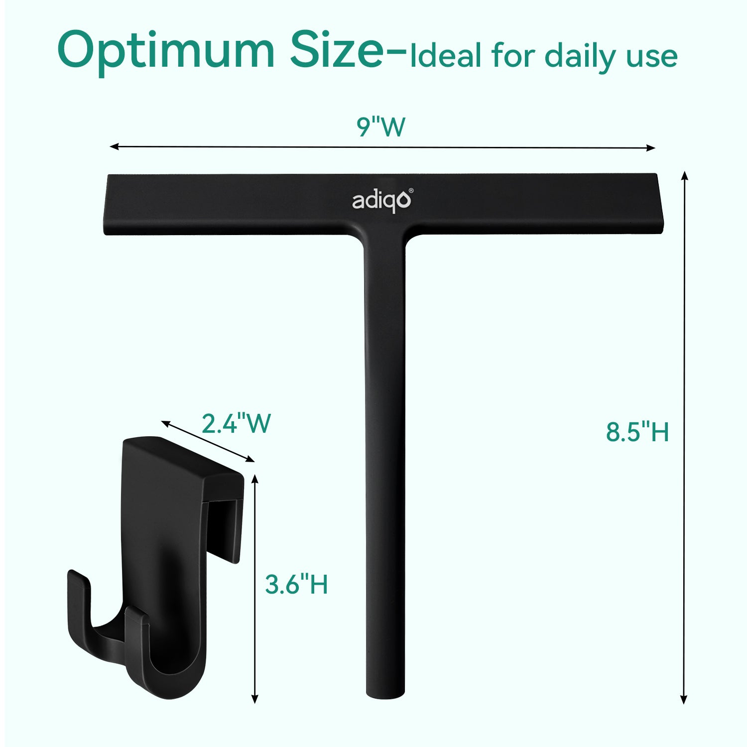 Silicone Shower Squeegee, 9 in, Matte Black