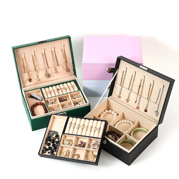 Double-Layer PU Leather Jewelry Travel Case